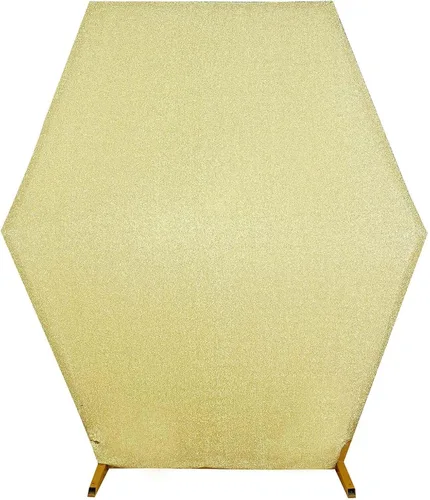 Miniatura 6 de Efavormart - Cubierta de fondo hexagonal de elastano de 2 lados color champán de 8 x 7 pies