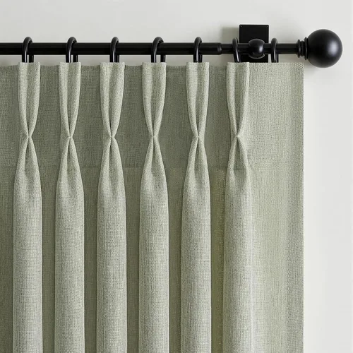 Miniatura 21 de 2 paneles de cortinas plisadas de lino beige de 84 pulgadas de largo, para dormitorio y sala de estar, cortina plisada con ganchos y pestaña trasera