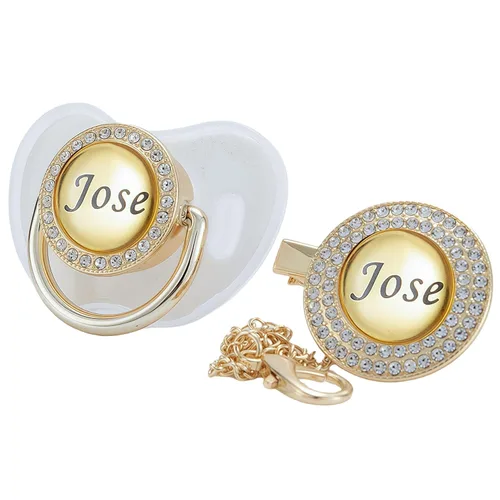 Miniatura 28 de Juego de Chupete y Clip con Nombre Personalizado Brillante - Binky Personalizado para Baby Shower, Recuerdo de Recién Nacido para Fotos Dorado