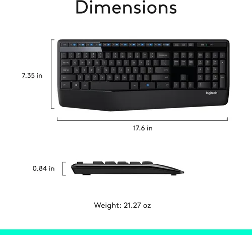 Miniatura 9 de Logitech Teclado inalámbrico K345 - Teclado de tamaño completo con reposamanos, receptor USB inalámbrico de 2,4 GHz - para PC, portátil