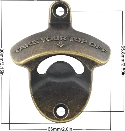 Miniatura 6 de Abridor de botellas magnético de montaje en pared, abrebotellas de bronce antiguo, abridor superior de botella de acero inoxidable