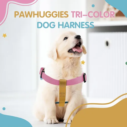 Miniatura 7 de Arnés de perro ajustable tricolor para perros pequeños y XS - Arnés resistente y fácil de caminar para cachorros, azul y rosa