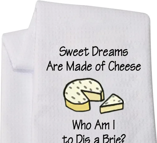LEVLO Divertidos regalos para amantes del queso, los dulces sueños están hechos de queso Who Am I to Dis a Brie, toallas de cocina dulce regalo de