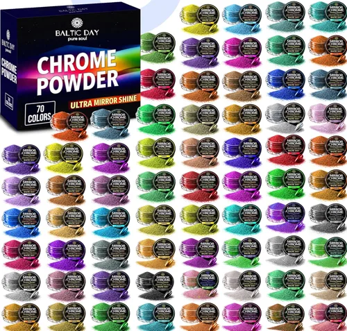 Miniatura 10 de Pigmento cromado y metálico de alta calidad – 10 colores espejo cromado y polvo de mica holográfica para arte de resina, epoxi, vasos, posavasos