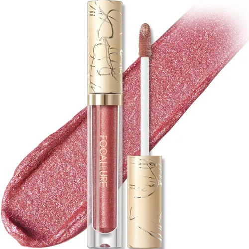 Miniatura 12 de FOCALLURE Lápiz labial líquido metálico, brillo de labios no pegajoso, color de labios de alto impacto con resistencia a la transferencia, BR01