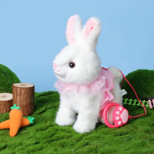 Miniatura 2 de Hopearl Hopping Bunny - Juguete electrónico interactivo de conejo con correa de control remoto para mascotas, repite lo que dijiste, regalos