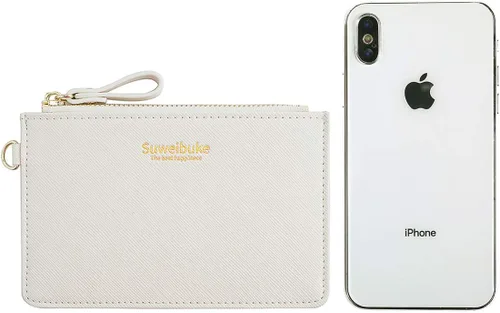 Miniatura 3 de Estuche Delgado para Tarjetas RFID para Mujer con Correa de Muñeca, Cartera con Cremallera para ID, Cartera de Cuero Pequeña, Monedero con Llavero