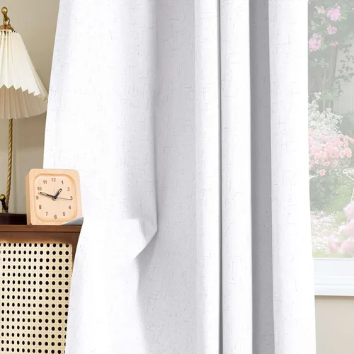 Miniatura 7 de H.VERSAILTEX - Cortina opaca 100 % de lino de 108 pulgadas de largo para dormitorio, con aislamiento térmico, lino texturizado, ahorro de energía