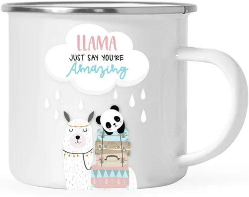 Miniatura 12 de Andaz Press Taza de café de acero inoxidable con temática de alpaca de 11 onzas, regalo de broma, colorido gráfico de llama bohemio, 1 paquete, taza