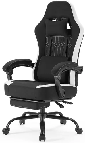 Miniatura 32 de NEWBULIG Silla de escritorio para juegos de computadora, soporte lumbar ergonómico grande con reposabrazos abatibles y ruedas giratorias de 360°