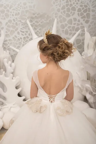 Miniatura 3 de Hrryutrsya Vestidos de tul con encaje en A, línea A, tutú para concurso de flores, para boda, primera comunión