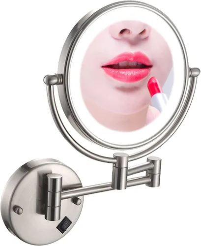 Miniatura 8 de Espejo de maquillaje de pared de 8 pulgadas con luces, espejo de maquillaje iluminado para baño 360 giratorio, espejos de tocador extensibles