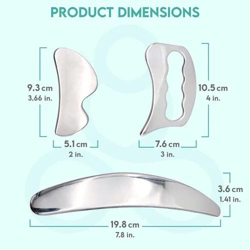 Miniatura 6 de COZLOW Juego de herramientas de raspador muscular 3 en 1, herramientas de masaje para raspar la piel para terapia IASTM, Gua Sha de tejido profundo