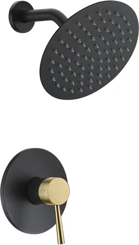 Miniatura 8 de sumerain Juego de grifo de ducha dorado cepillado con cabezal de ducha de lluvia de acero inoxidable de 8 pulgadas, válvula de entrada de latón Oro