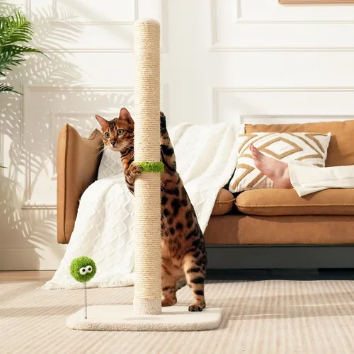 Miniatura 8 de TINYBEAST Rascador para gatos de 34 pulgadas de alto, rascador para gatos con cuerda de sisal natural, árbol para gatos con bola de juguete