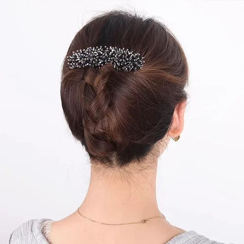 Miniatura 2 de Peine lateral de perlas para mujer, peines de pelo con diamantes de imitación, 7 dientes, accesorios de cristal vintage, accesorios para tocados
