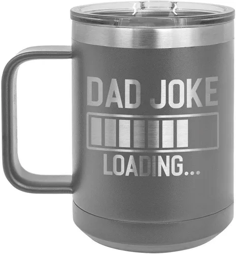 Miniatura 12 de DAD JOKE LOADING Taza de café roja de 15 oz con tapa deslizante Taza de café de viaje aislada Ideas de regalos del día del padre de hijo o hija