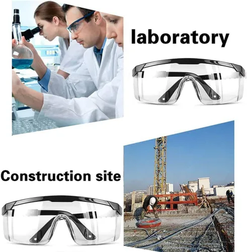 Miniatura 6 de Paquete de 3 gafas de seguridad, gafas protectoras antivaho para los ojos, resistentes a los arañazos, lentes envolventes transparentes y agarres
