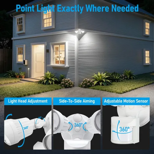 Miniatura 5 de Luz de seguridad LED con sensor circular, 2 cabezales 20W/3 cabezales 30W., LHSCT-20WRSS-WHT, 20.0watts, 130.00 volts COB LED Motion Detector