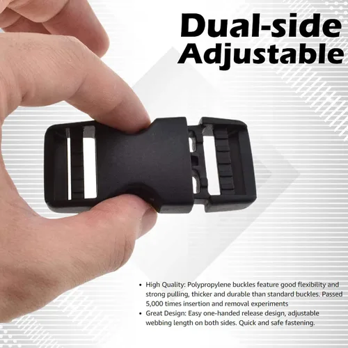 Miniatura 4 de Lxnoap Hebillas de liberación lateral rápida de 1 pulgada de ancho, doble ajustable, sin clips de costura, reemplazo de plástico resistente