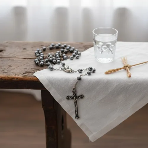Miniatura 2 de Nazareth Store Hematite Rosary Beads Black Stone Catholic Rosary Necklace with Jerusalem Holy Soil & Cross Antique Religious Rosaries Beads