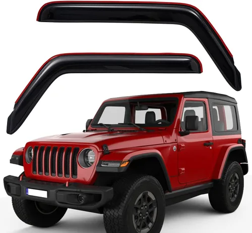 Lightronic WV192467 Deflectores y viseras laterales de canal para ventana, protector de lluvia, humo oscuro, juego de 2 piezas, se adapta a Jeep