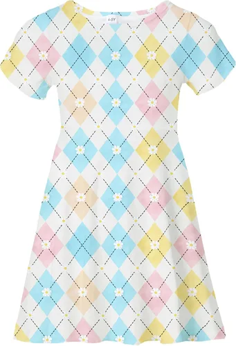 Miniatura 29 de Vestidos para niñas con estampado lindo, de manga corta, vestidos casuales de verano para niñas de 4 a 10 años