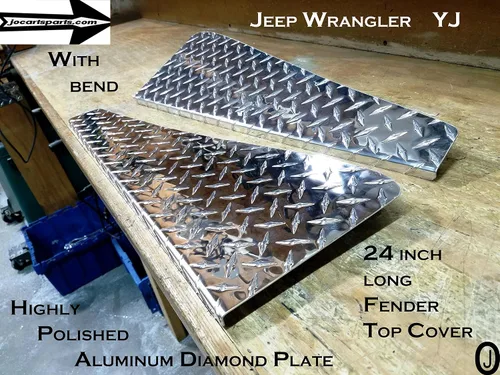 Miniatura 4 de Se adapta a Jeep Wrangler YJ Placa de diamante de aluminio 24 cubiertas largas de guardabarros con curva