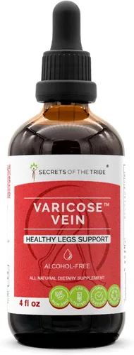 Secrets of the Tribe Vena varicosa sin alcohol, escoba de carnicero de glicerita, castaño de indias, arándano, cayena, gotu kola, uva. tintura,