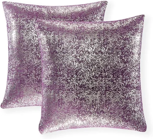 Miniatura 23 de Xinrjojo Juego de 2 almohadas brillantes en negro y dorado, almohadas suaves y brillantes decorativas, juego de fundas de almohada cuadradas negras