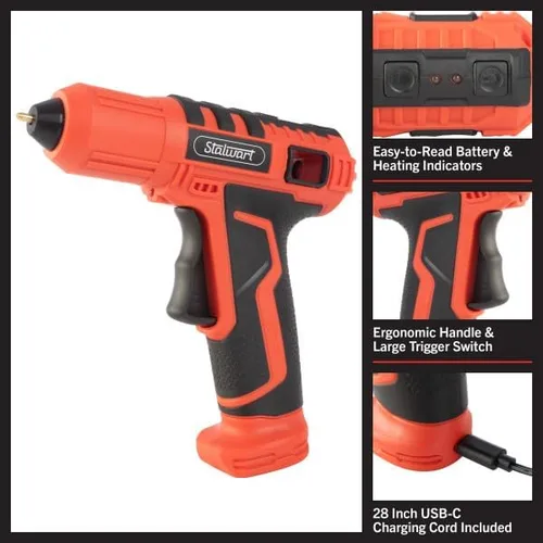 Miniatura 3 de Stalwart - Kit de pistola de pegamento caliente inalámbrica de 4 V con tiempo de calentamiento de 15 segundos y 20 barras de pegamento, artículos