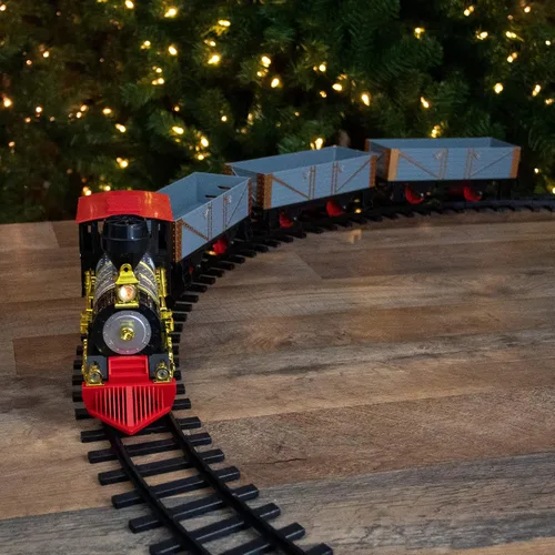 Miniatura 2 de Juego de 20 trenes navideños animados rojos y dorados, funciona con pilas, con sonido