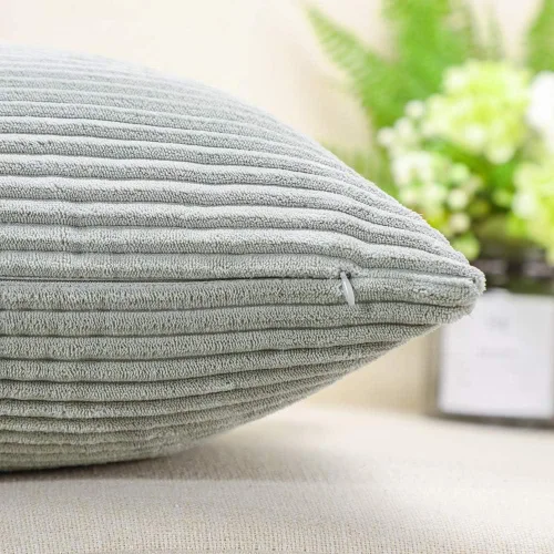 Miniatura 16 de Artscope Fundas de Almohada de Pana a Rayas Acogedoras Súper Suaves Decorativas Cuadradas Fundas de Cojín para Sofá Sillón Dormitorio Decoración