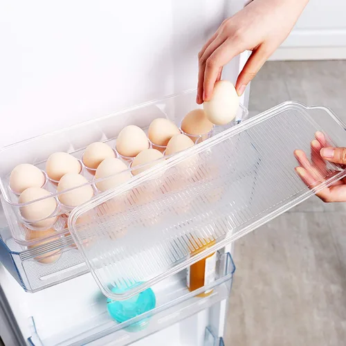 Miniatura 6 de JAMOR Caja de almacenamiento de huevos de 12 rejillas para refrigerador, bandeja para huevos con tapa, estante apilable para huevos, caja