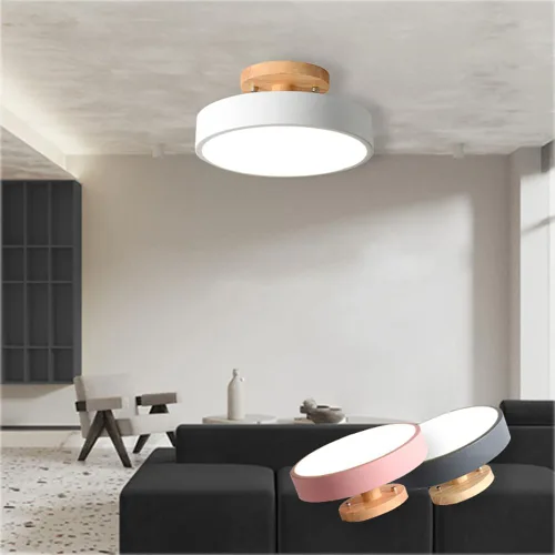 Miniatura 3 de Lámpara de techo LED regulable, lámpara de techo moderna de 9 pulgadas, montaje empotrado, de madera, de 12 W, lámpara blanca para sala de estar