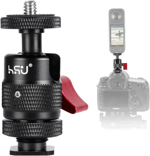 HSU Adaptador de montaje de zapata fría, aluminio de 1/4 "-20 agujero de tornillo de rotación de 360 ° para cámara Insta360