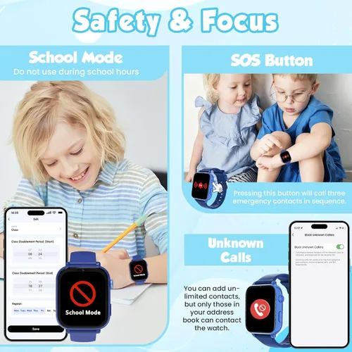 Miniatura 5 de MOKAST Reloj inteligente para niños y niñas, reloj para niños de 4 a 12 años, relojes con pantalla táctil con 15 juegos, cámara de video