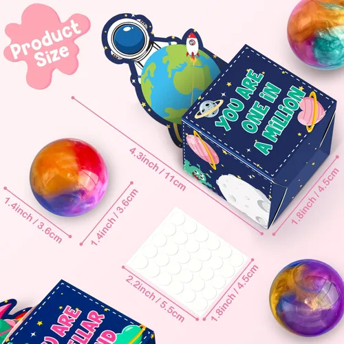 Miniatura 5 de SURCVIO Paquete de 28 regalos para el día de San Valentín para niños, limo de galaxia con caja de tarjetas de felicitación, juguete para aliviar