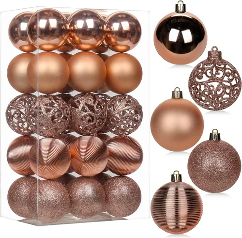 Miniatura 28 de 30 piezas de adornos de bola de árbol de Navidad irrompibles negros para decoración navideña