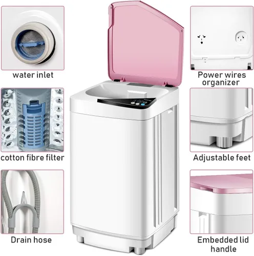 Miniatura 6 de Giantex Lavadora Completamente Automática, Lavadora Portátil y Secadora Centrífuga, Capacidad de 7.7 libras, Lavadora Compacta para Ropa con Luz