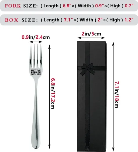Miniatura 2 de May The Fork Be With You, divertido tenedor de postre de acero inoxidable grabado con caja de regalo