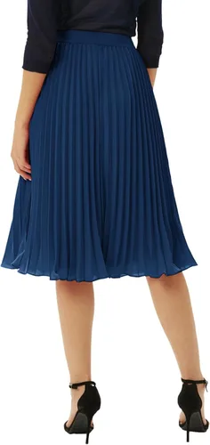 Miniatura 14 de GRACE KARIN - Falda plisada de gasa para mujer, con cintura alta y elástica, vuelo, corte acampanado y longitud por debajo de la rodilla