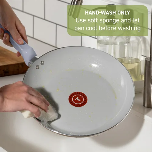 Miniatura 8 de T-Fal Refresh - Juego de batería de cocina antiadherente de cerámica, juego de ollas y sartenes de cerámica de 12 piezas, incluye olla grande, Gris