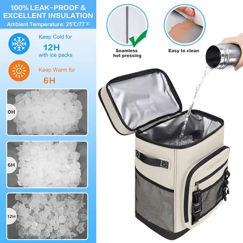 Miniatura 3 de Hulongo Mochila enfriadora grande con aislamiento impermeable para hombres y mujeres, a prueba de fugas, para campamento, playa, pesca, picnic