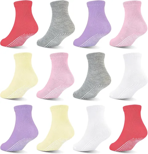 Miniatura 10 de GRPSKCOS 12 pares de calcetines antideslizantes para niñas de 1 a 7 años