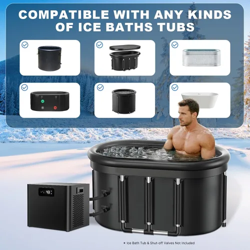 Miniatura 2 de Enfriador de agua para baño de hielo para bañeras frías, enfriador de inmersión en frío mejorado de 1/3 HP con bomba y filtro incorporados, bomba