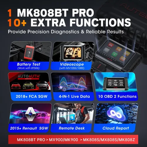 Miniatura 8 de Autel MaxiCOM MK808BT Herramienta de escaneo de diagnóstico automotriz, 2021 más reciente actualizado Ver. de MK808 MX808, 25 funciones especiales
