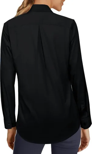 Miniatura 3 de siliteelon Camisas de vestir con botones para mujer, camisas de vestir de manga larga para mujer, camisas de trabajo de algodón de ajuste regular
