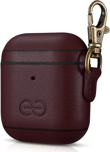 Miniatura 50 de Dreem Om - Funda para estuche con clip para llavero compatible con AirPods 1 y 2, funda de cuero vegano para Airpods para hombres y mujeres, Negro