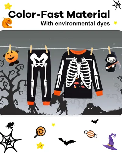 Miniatura 7 de DAUGHTER QUEEN Pijama para niños de 4 piezas, 100% algodón, talla 18 meses a 12 años